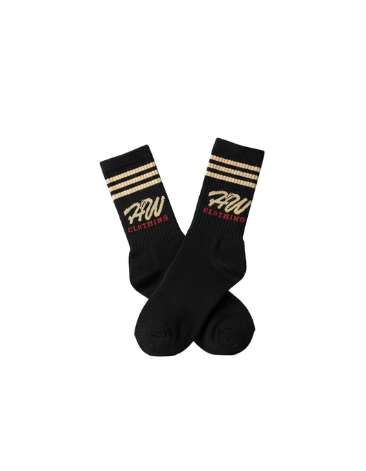 BLACK SOCKS WITH TAN TRIM