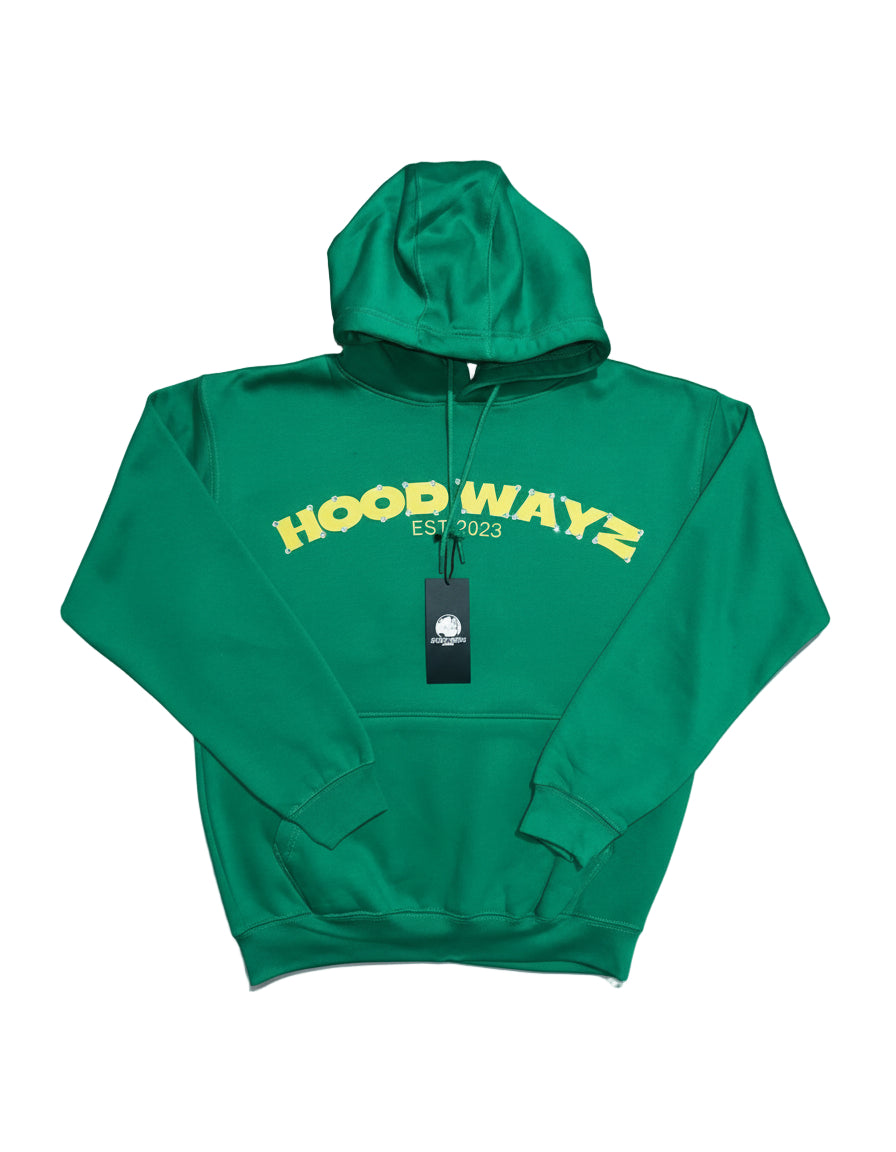GREEN HOODIE WITH RHINESTONES
