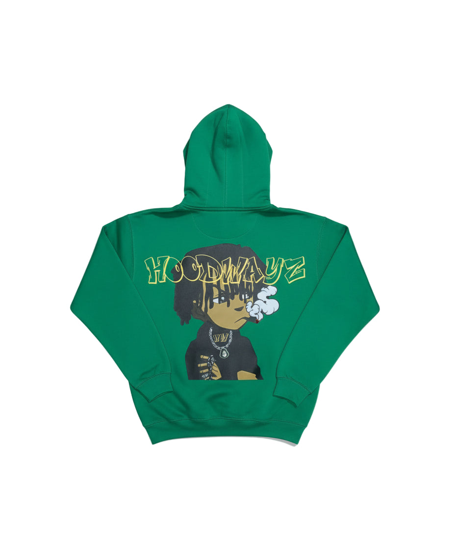 GREEN HOODIE WITH RHINESTONES